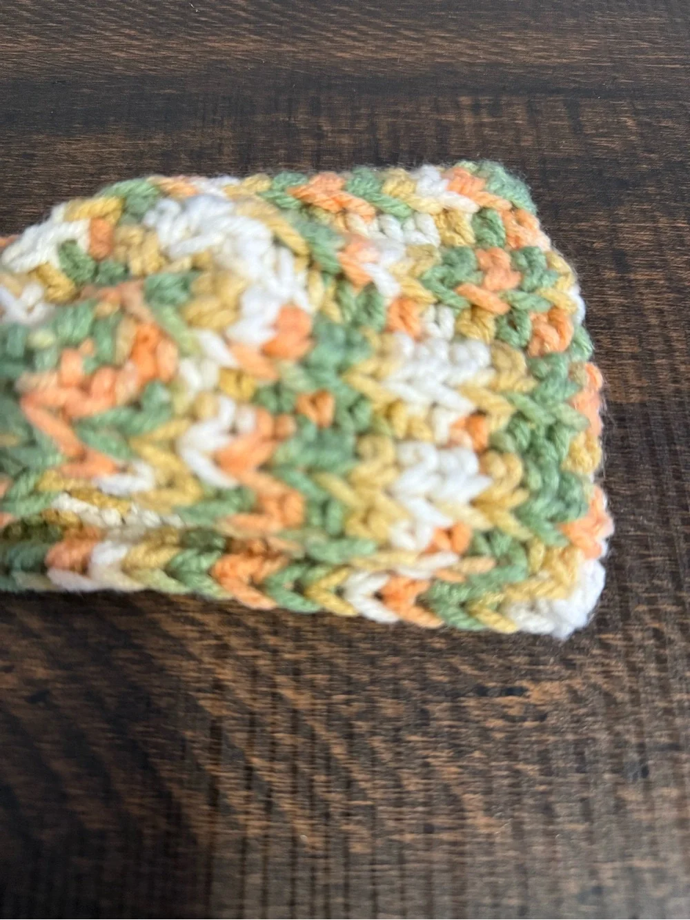 Handmade Multicolor Crochet Kids Headband - Green, Orange & Cream